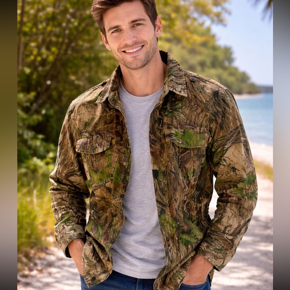 MENS VINTAGE 10 X REALTREE CAMO BUTTON DOWN FLANNEL